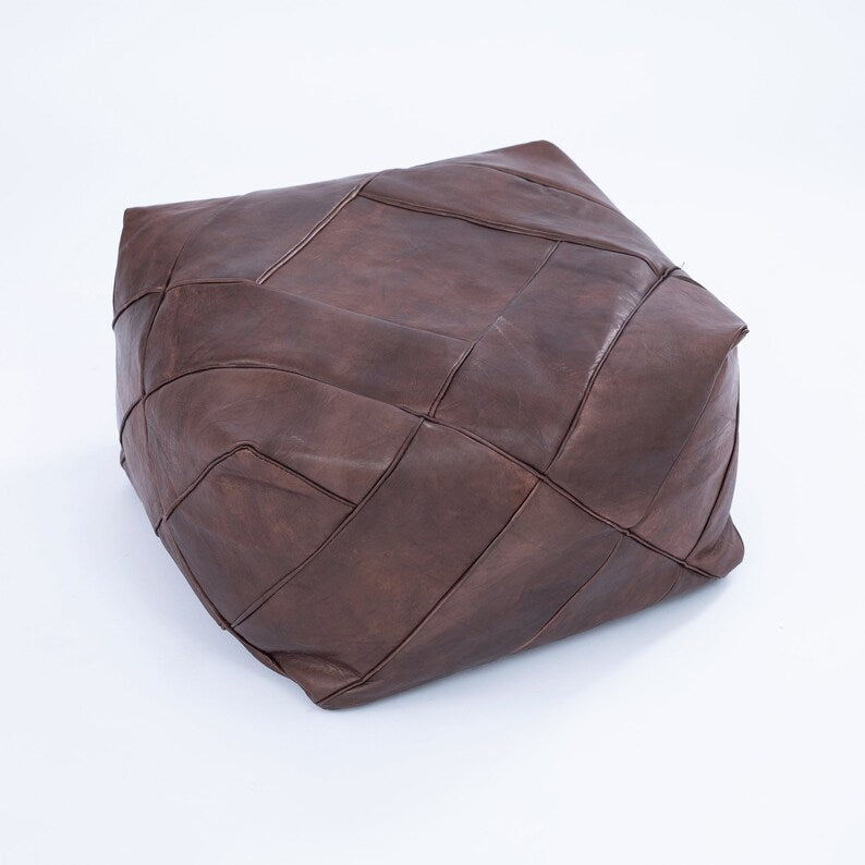 Moroccan leather pouf -Morrocan Leather Pouf-Livingroom pouf